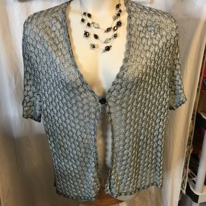 Maggie Barnes gray lightweight cardigan 4x